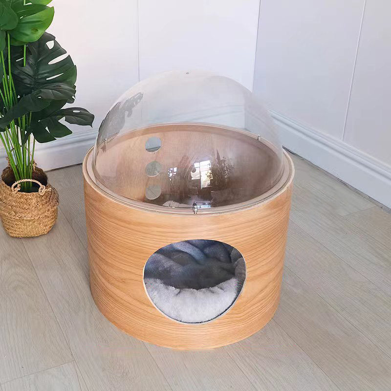 Modern Minimalist MDF Sisal Acrylic Oval Space Capsule Cat Bed For Living Room & Bedroom