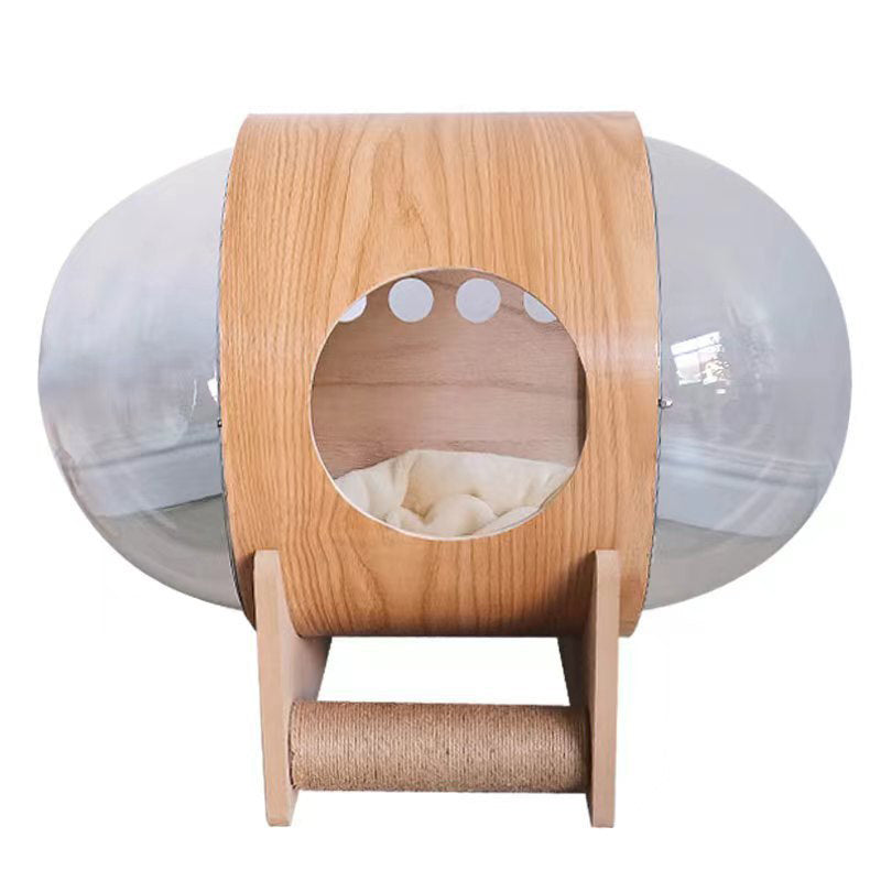 Modern Minimalist MDF Sisal Acrylic Oval Space Capsule Cat Bed For Living Room & Bedroom