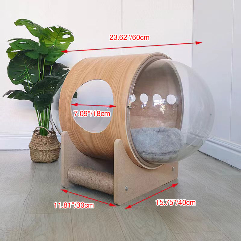 Modern Minimalist MDF Sisal Acrylic Oval Space Capsule Cat Bed For Living Room & Bedroom