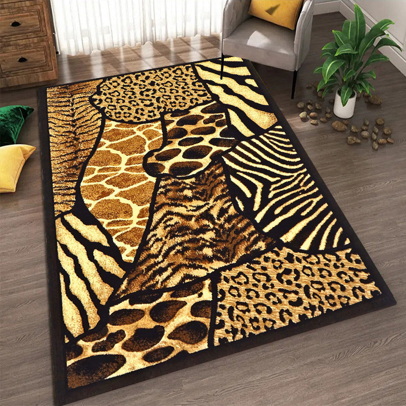 Contemporary Creative Rectangular Polyester Velvet Non-Woven Fabric Non-Slip Printed Rug For Living Room