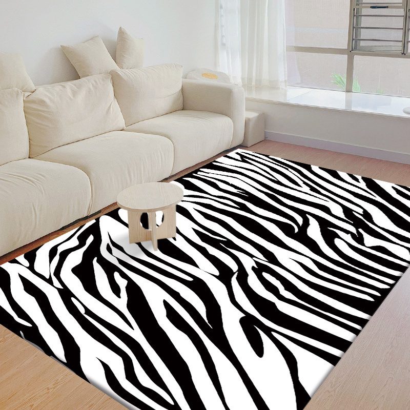 Contemporary Creative Rectangular Polyester Velvet Non-Woven Fabric Non-Slip Printed Rug For Living Room