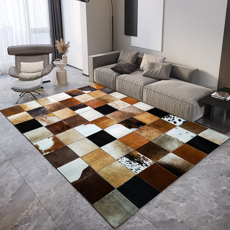 Contemporary Creative Rectangular Polyester Velvet Non-Woven Fabric Non-Slip Printed Rug For Living Room