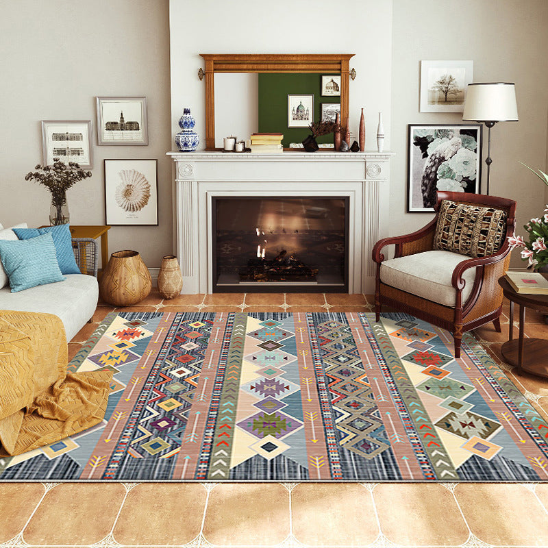 Contemporary Creative Rectangular Polyester Velvet Non-Woven Fabric Non-Slip Printed Rug for Living Room
