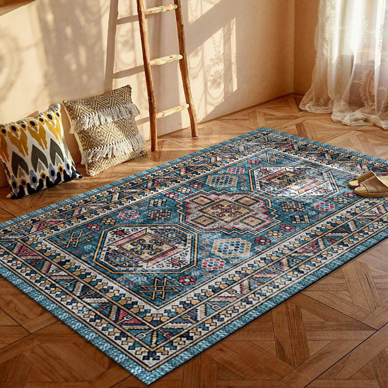 Contemporary Creative Rectangular Polyester Velvet Non-Woven Fabric Non-Slip Printed Rug for Living Room