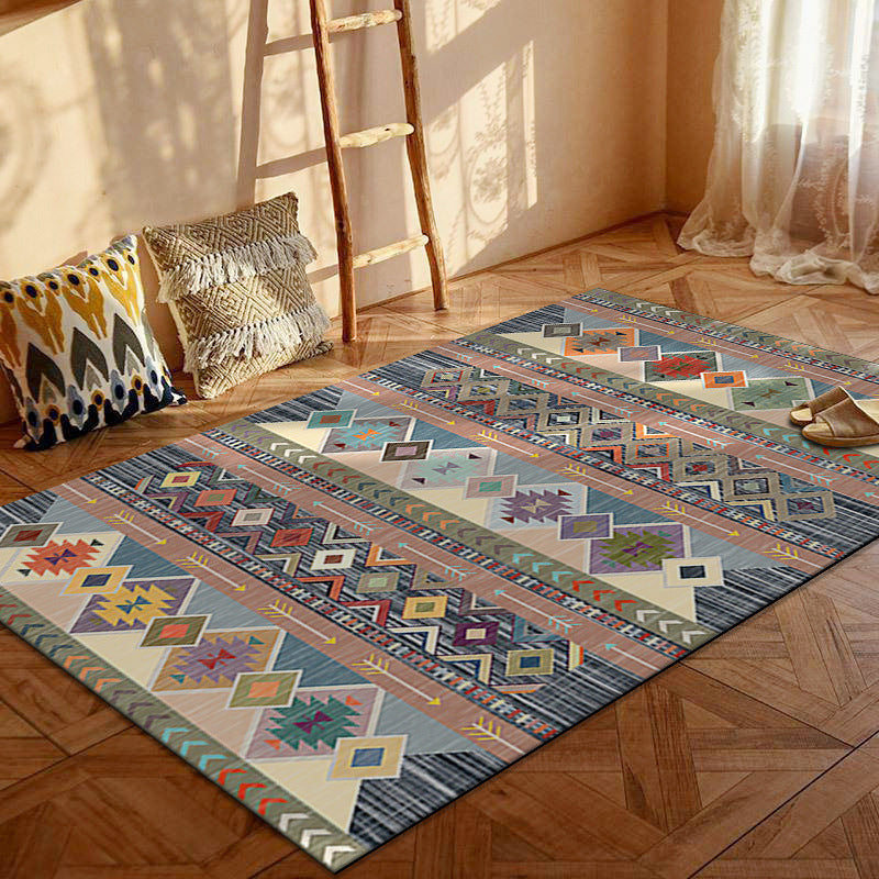Contemporary Creative Rectangular Polyester Velvet Non-Woven Fabric Non-Slip Printed Rug for Living Room