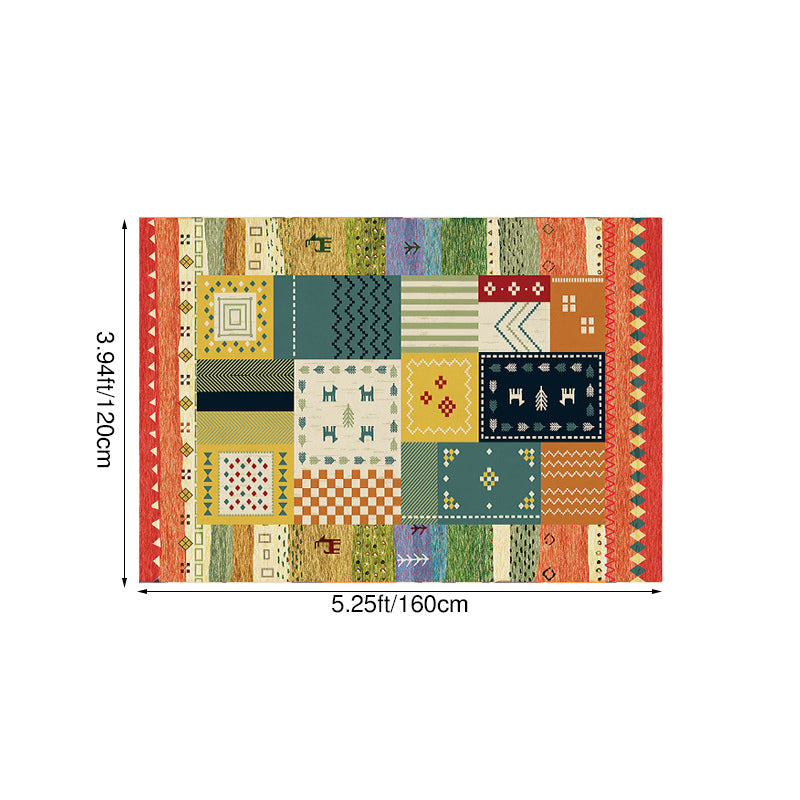 Contemporary Creative Rectangular Polyester Velvet Non-Woven Fabric Non-Slip Printed Rug for Living Room
