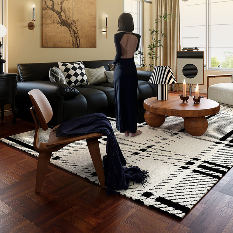 Modern Minimalist Rectangular Polypropylene Dotted Plastic Cotton Linen Non-Slip Printed Rug For Living Room
