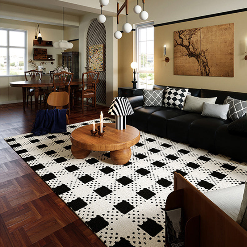 Modern Minimalist Rectangular Polypropylene Dotted Plastic Cotton Linen Non-Slip Printed Rug For Living Room