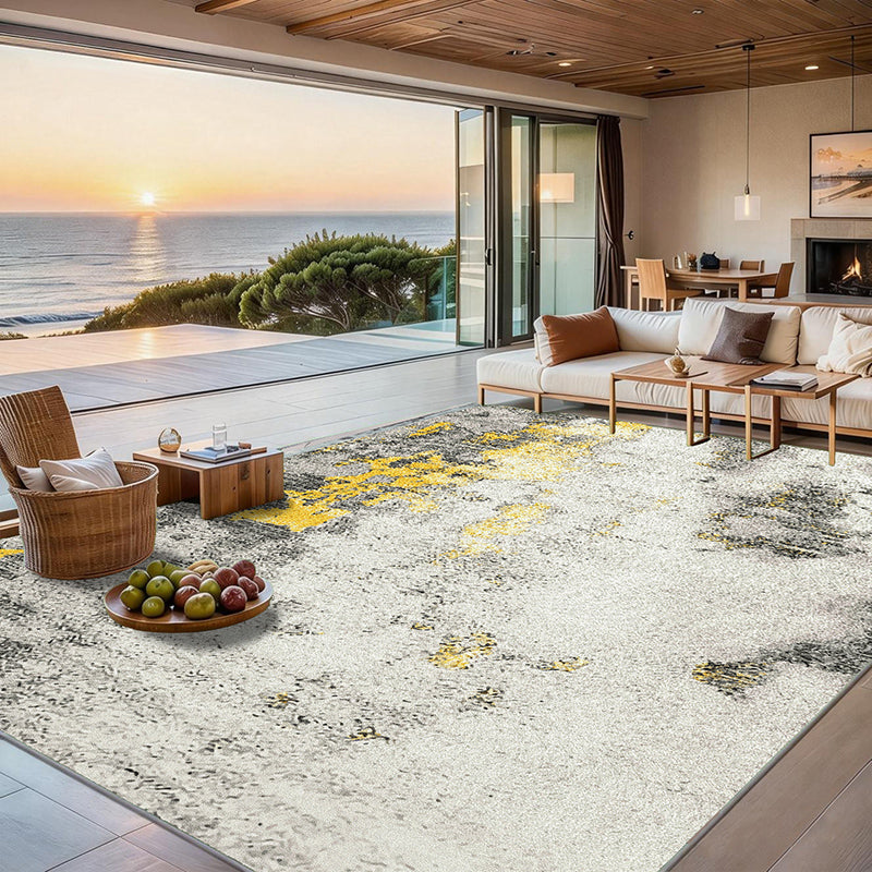 Modern Minimalist Rectangular Simulated Cashmere Cotton Linen Non-Slip Printed Rug For Living Room