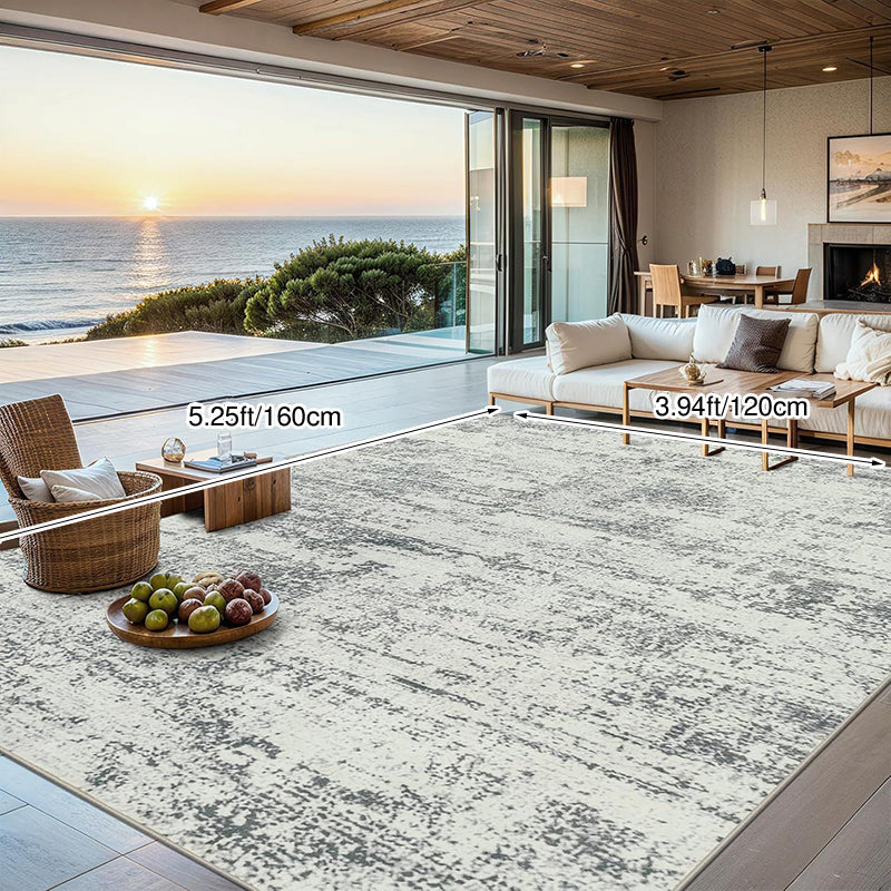 Modern Minimalist Rectangular Simulated Cashmere Cotton Linen Non-Slip Printed Rug For Living Room