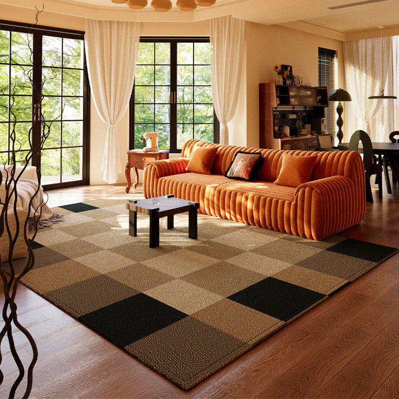 Contemporary Creative Rectangular Polyester Velvet Rubber Non-Slip Printed Rug For Living Room