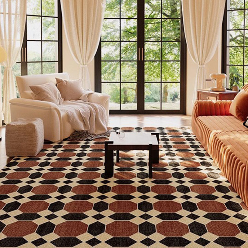 Contemporary Creative Rectangular Polyester Velvet Rubber Non-Slip Printed Rug For Living Room
