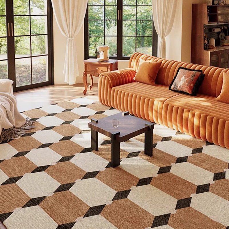 Contemporary Creative Rectangular Polyester Velvet Rubber Non-Slip Printed Rug For Living Room