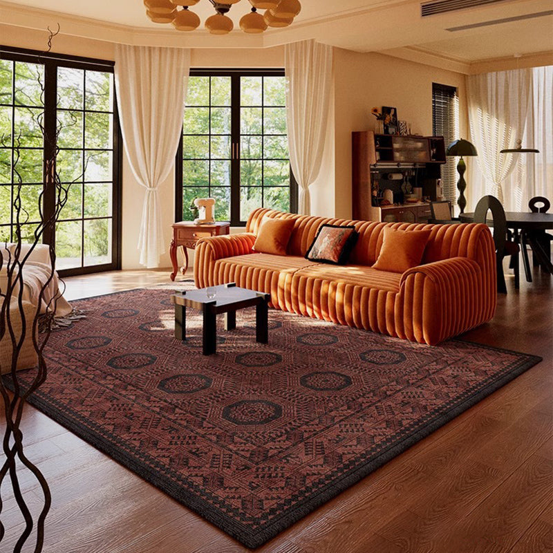 Contemporary Creative Rectangular Polyester Velvet Rubber Non-Slip Printed Rug For Living Room