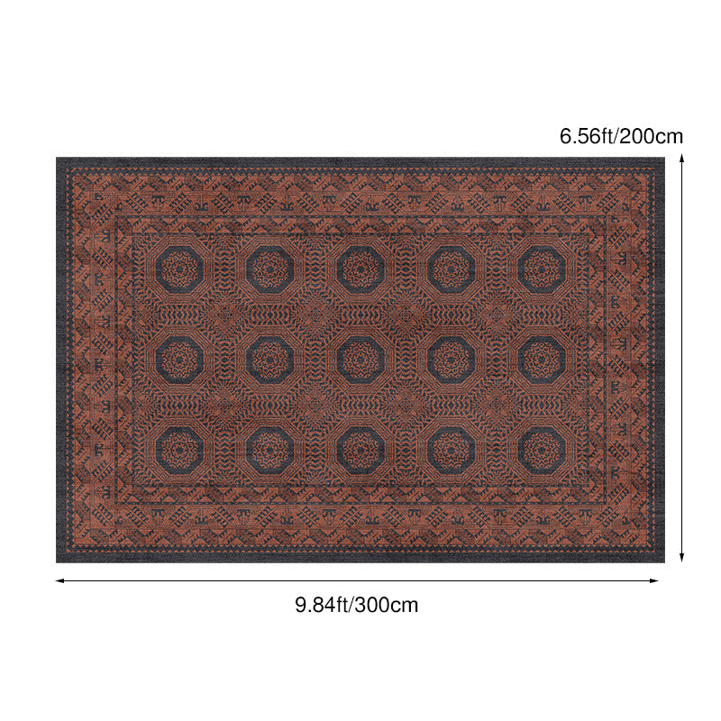 Contemporary Creative Rectangular Polyester Velvet Rubber Non-Slip Printed Rug For Living Room