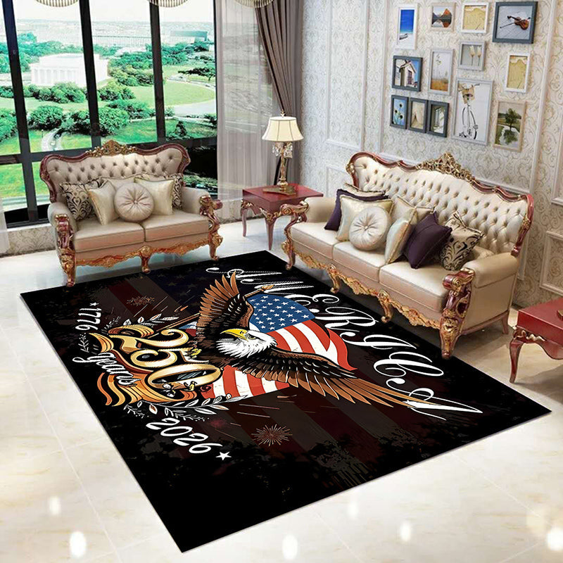 Contemporary Creative Rectangular Simulated Cashmere Cotton Linen Non-Slip Printed Rug For Living Room