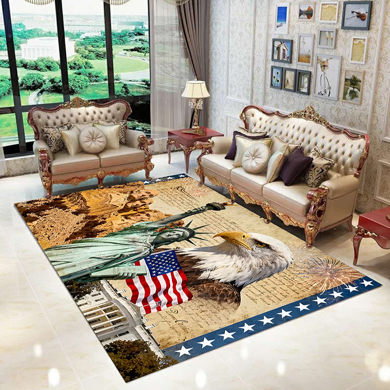 Contemporary Creative Rectangular Simulated Cashmere Cotton Linen Non-Slip Printed Rug For Living Room
