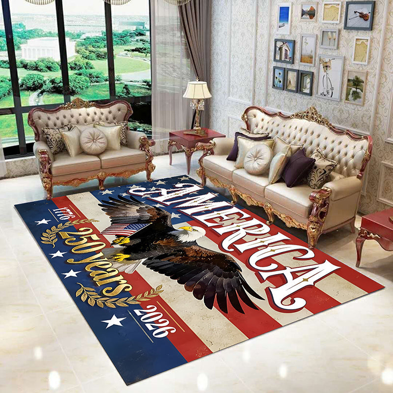 Contemporary Creative Rectangular Simulated Cashmere Cotton Linen Non-Slip Printed Rug For Living Room