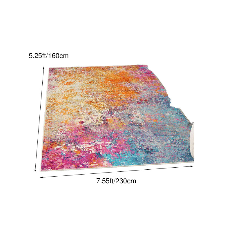 Contemporary Creative Rectangular Simulated Cashmere Cotton Linen Non-Slip Printed Rug For Living Room
