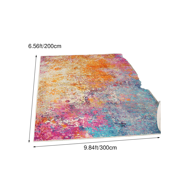 Contemporary Creative Rectangular Simulated Cashmere Cotton Linen Non-Slip Printed Rug For Living Room
