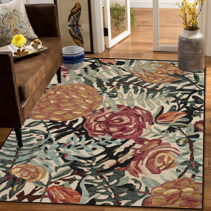 Traditional Vintage Rectangular Polyester Velvet Non-Woven Fabric Non-Slip Printed Rug For Living Room