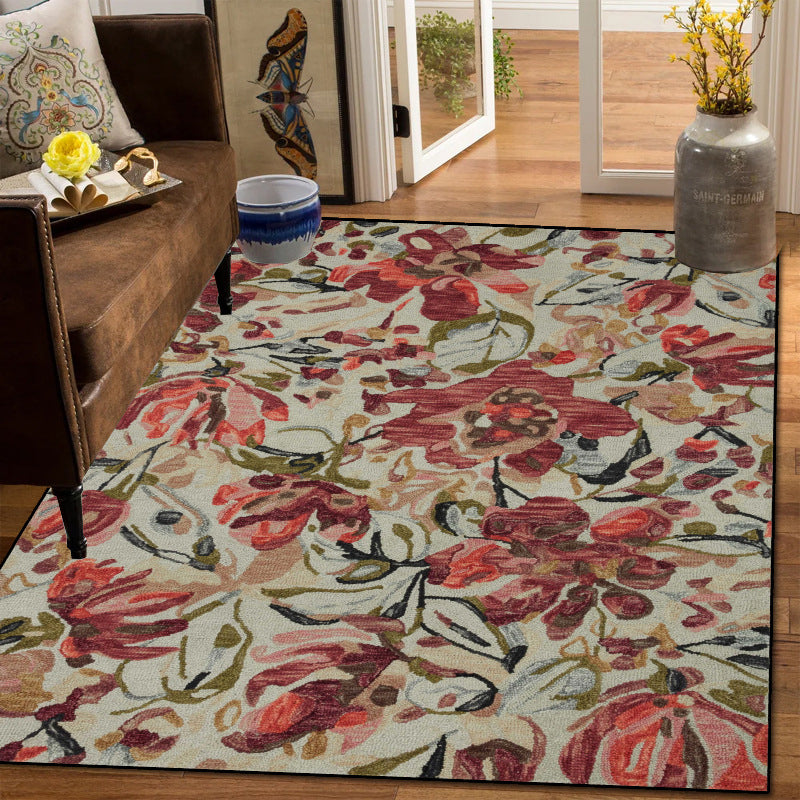 Traditional Vintage Rectangular Polyester Velvet Non-Woven Fabric Non-Slip Printed Rug For Living Room