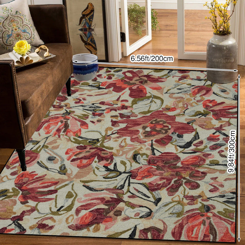 Traditional Vintage Rectangular Polyester Velvet Non-Woven Fabric Non-Slip Printed Rug For Living Room