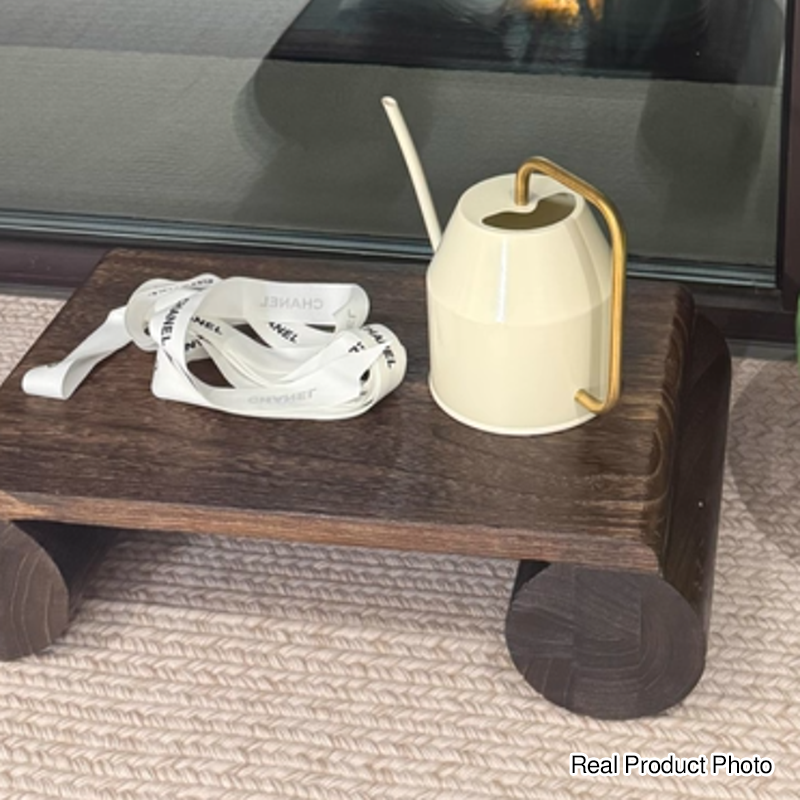 Traditional Japanese Cylindrical Rectangular Paulownia Wood Coffee Table 1-Tier For Living Room