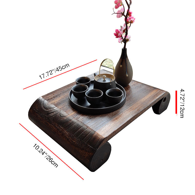 Traditional Japanese Cylindrical Rectangular Paulownia Wood Coffee Table 1-Tier For Living Room