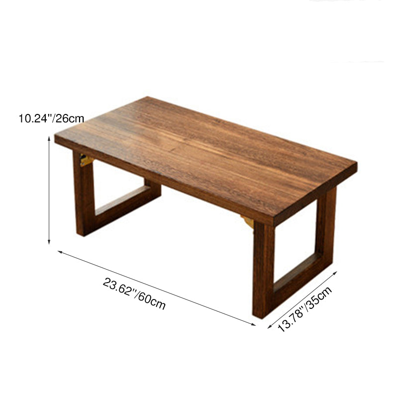 Traditional Japanese Rectangular Solid Paulownia Wood Folding Coffee Table 1-Tier For Living Room