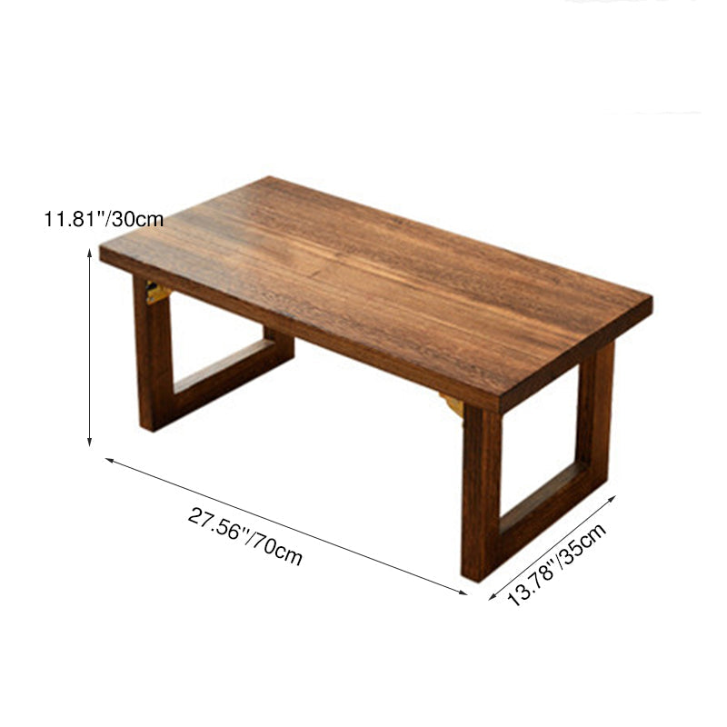 Traditional Japanese Rectangular Solid Paulownia Wood Folding Coffee Table 1-Tier For Living Room