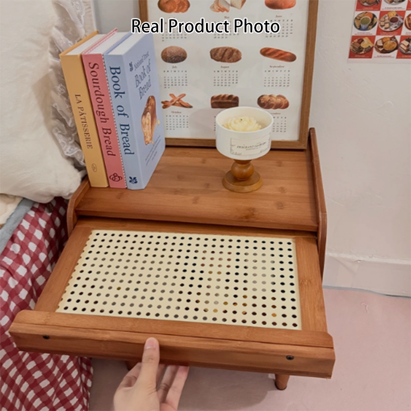 Traditional Japanese Rectangular Plastic Bamboo Desktop Storage Shelf 3-Tier For Kitchen