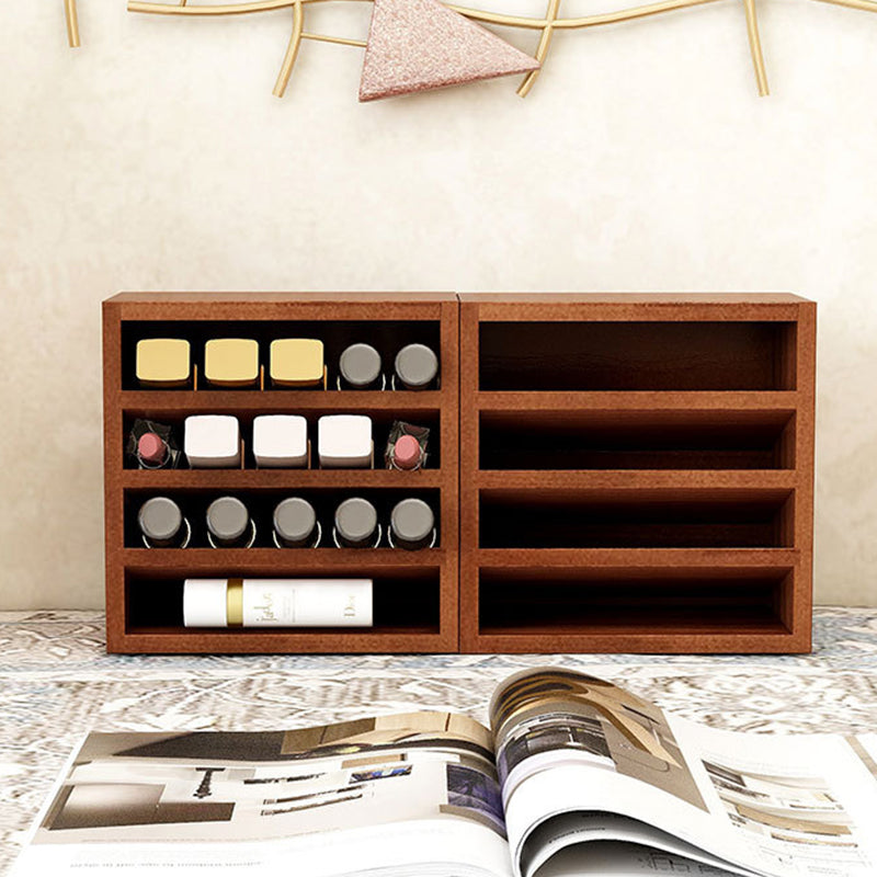 Contemporary Scandinavian Rectangular Pine Plywood Desktop Storage Shelf 4-Tier For Bedroom