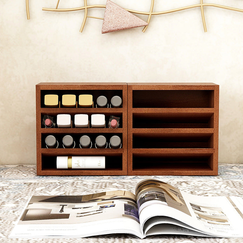 Contemporary Scandinavian Rectangular Pine Plywood Desktop Storage Shelf 4-Tier For Bedroom