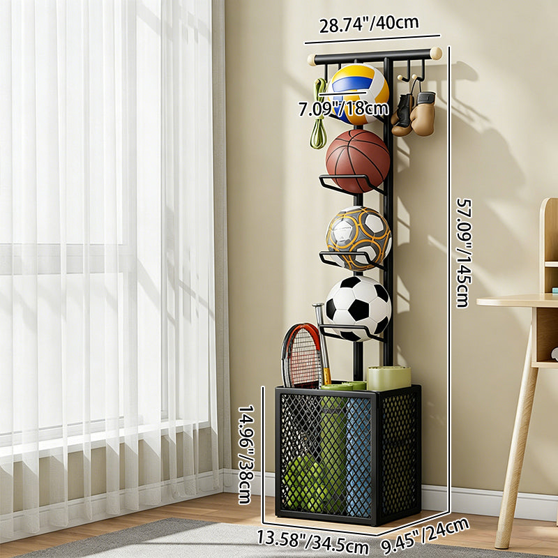 Modern Minimalist Rectangular Carbon Steel Display Rack 4-Tier 1-Storage For Living Room