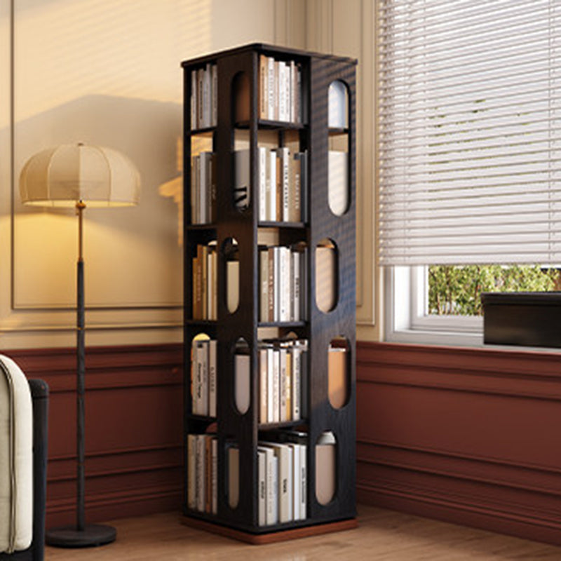 Contemporary Ash Wood Bookcase Storage Organizer - Rectangular 360° Rotating Solid Wood Bookshelf Tower 3/4/5/6 Tier For Home Office