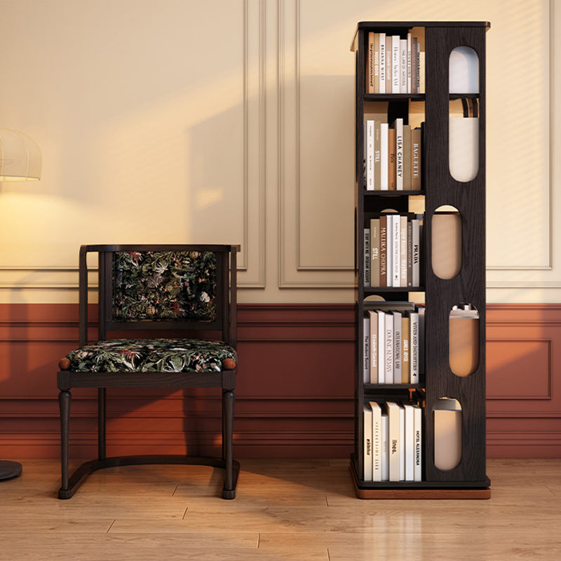 Contemporary Ash Wood Bookcase Storage Organizer - Rectangular 360° Rotating Solid Wood Bookshelf Tower 3/4/5/6 Tier For Home Office