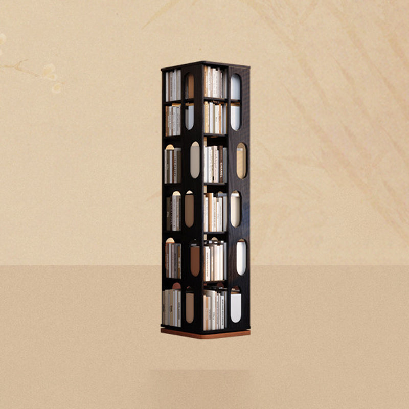 Contemporary Ash Wood Bookcase Storage Organizer - Rectangular 360° Rotating Solid Wood Bookshelf Tower 3/4/5/6 Tier For Home Office