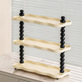 Contemporary  Resin Oak Wood Rectangular Wave-Shaped Desktop Storage Shelf 3-Tier