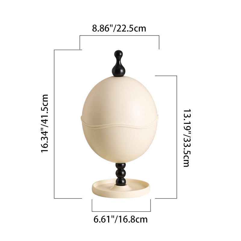 Contemporary Creative High-Density Resin Oak Wood Egg-Shaped Desktop Storage Shelf 2-Tier For Living Room & Bedroom