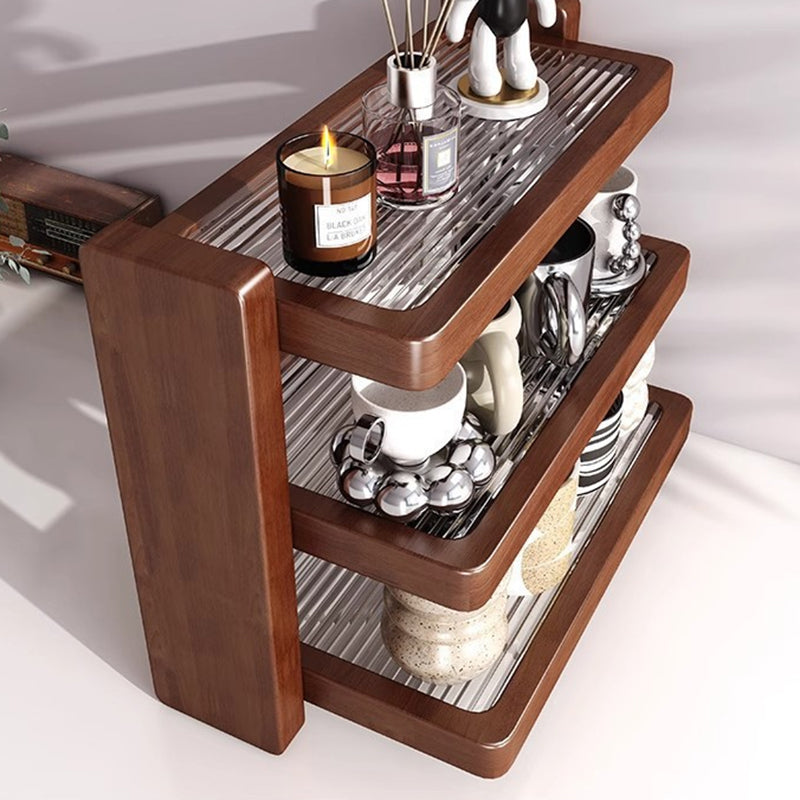 Modern Minimalist MDF Acrylic Iron Rectangular Desktop Storage Shelf 3-Tier For Living Room & Bedroom