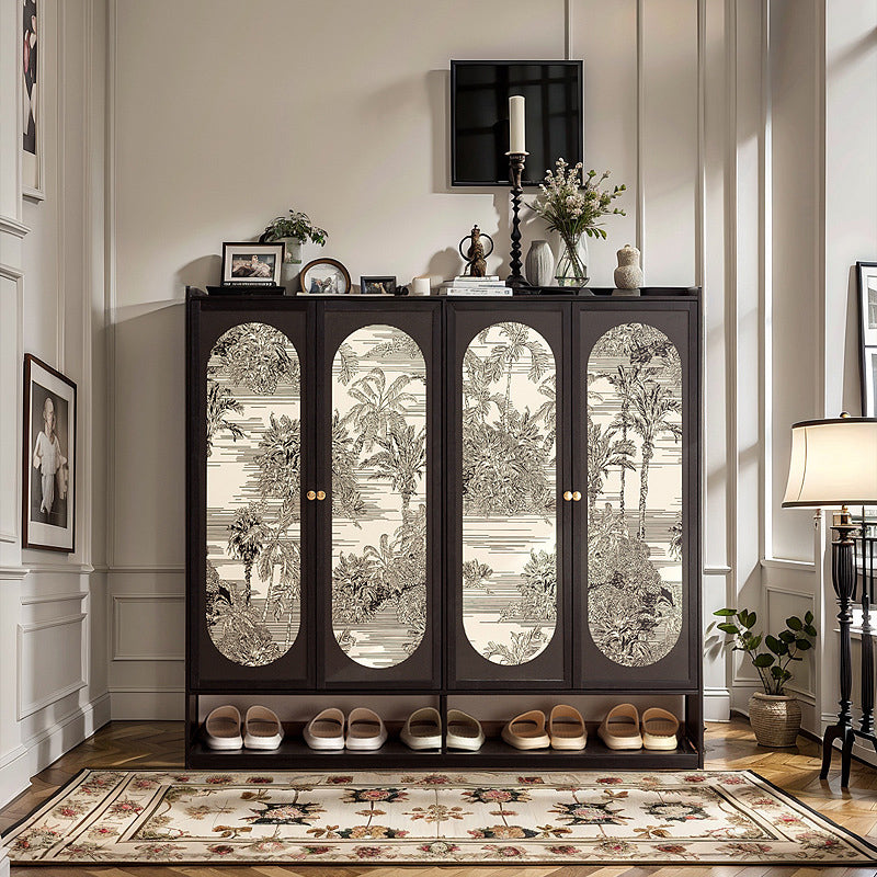 Traditional Chinese Nan Bamboo MDF Rectangular Shoe Storage 7/8-Tier Large Capacity & Dustproof Storage For Entryway