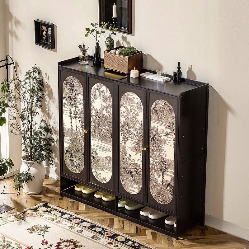 Traditional Chinese Nan Bamboo MDF Rectangular Shoe Storage 7/8-Tier Large Capacity & Dustproof Storage For Entryway