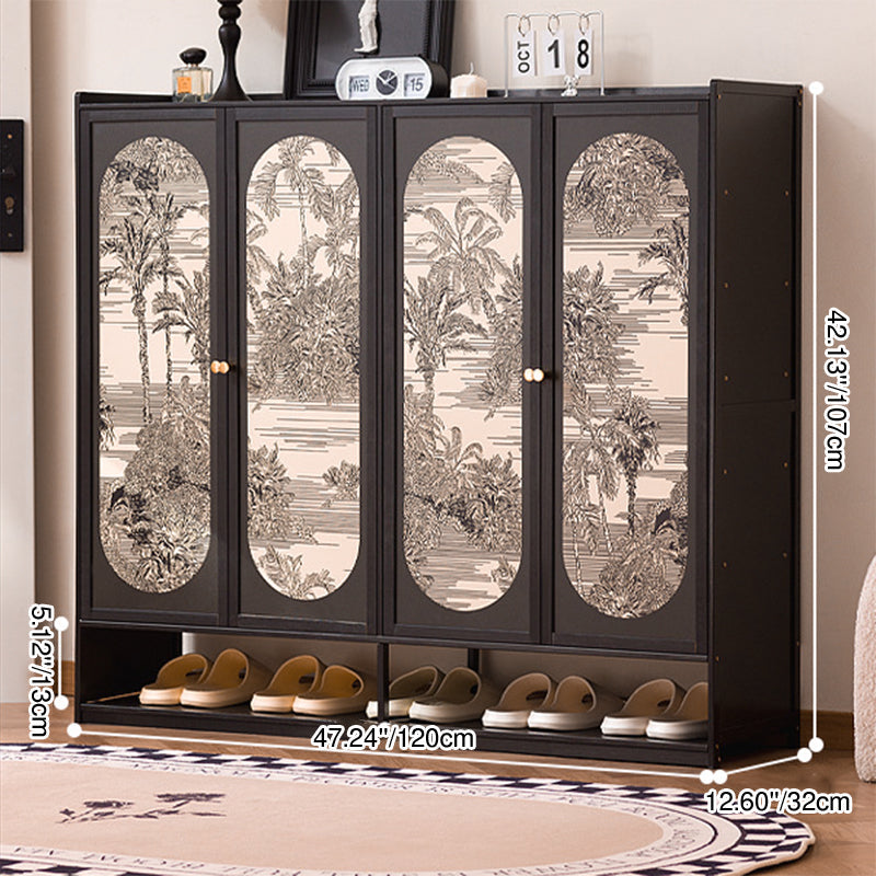 Traditional Chinese Nan Bamboo MDF Rectangular Shoe Storage 7/8-Tier Large Capacity & Dustproof Storage For Entryway
