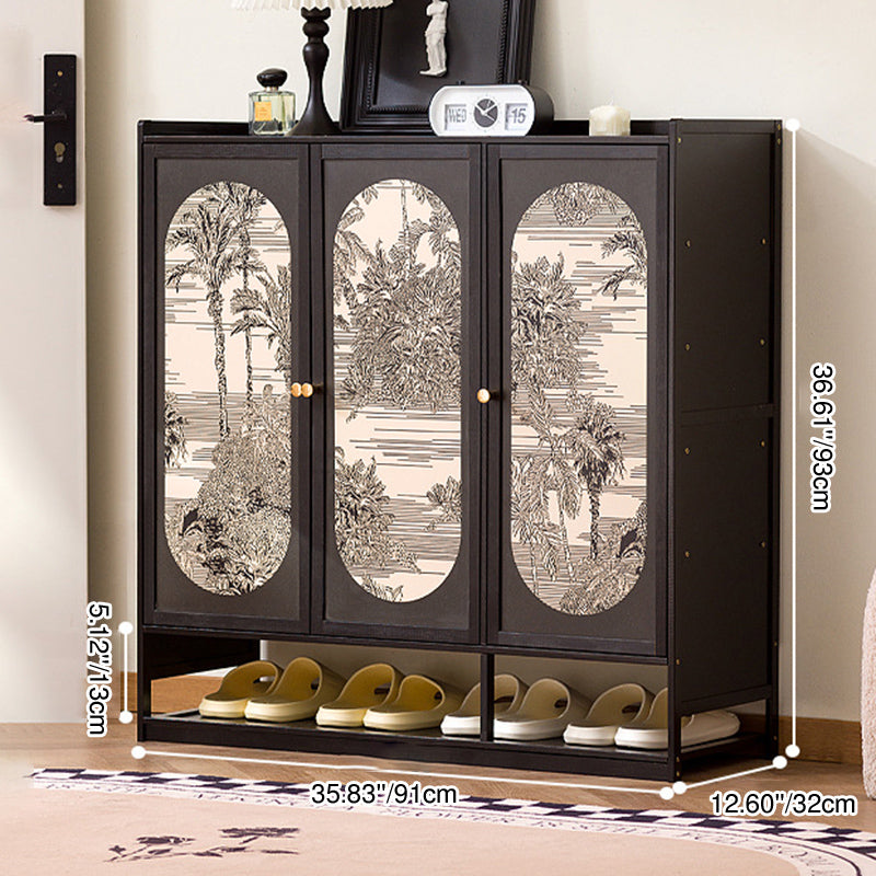 Traditional Chinese Nan Bamboo MDF Rectangular Shoe Storage 7/8-Tier Large Capacity & Dustproof Storage For Entryway