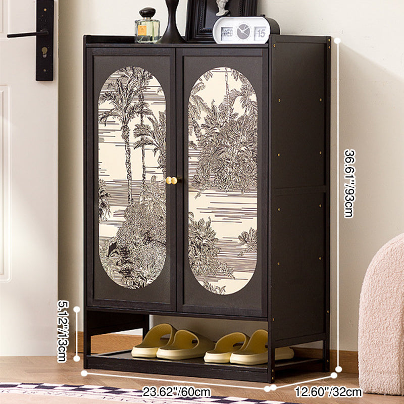 Traditional Chinese Nan Bamboo MDF Rectangular Shoe Storage 7/8-Tier Large Capacity & Dustproof Storage For Entryway