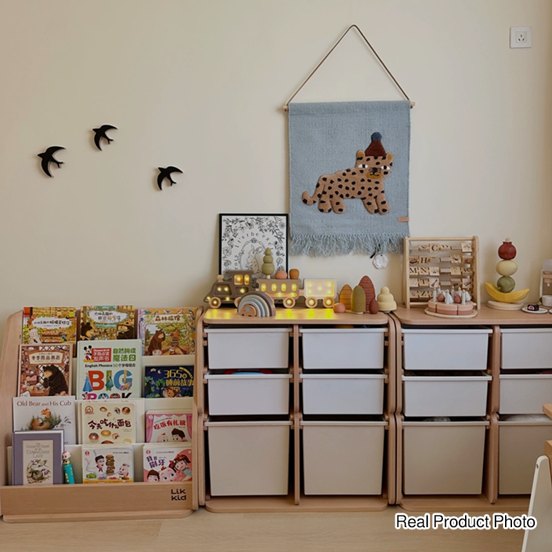 2 Large Drawers, 4 Small Drawers & Open Storage Shelves Large Capacity Kids Storage Cabinet - Minimalist Smooth Dual-Track Drawers & Eco-Friendly Wood Finish For Living Room