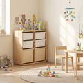 2 Large Drawers, 4 Small Drawers & Open Storage Shelves Large Capacity Kids Storage Cabinet - Minimalist Smooth Dual-Track Drawers & Eco-Friendly Wood Finish For Living Room
