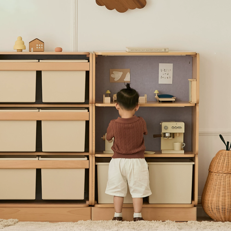 2 Large Drawers, 4 Small Drawers & Open Storage Shelves Large Capacity Kids Storage Cabinet - Minimalist Smooth Dual-Track Drawers & Eco-Friendly Wood Finish For Living Room