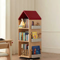 Solid Beech Wood Rotating Kids Bookshelf - Nordic Book Display Shelf With 360° Access And Multi-Level Storage For Books & Toys For Living Room